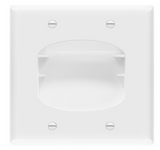 Enerlites 8882-W Two-Gang Recessed Cable Wall Plate, White