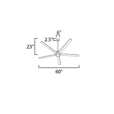 Maxim Lighting 88826BKGLD Daisy Ceiling Fan - Line Drawing with Dimensions