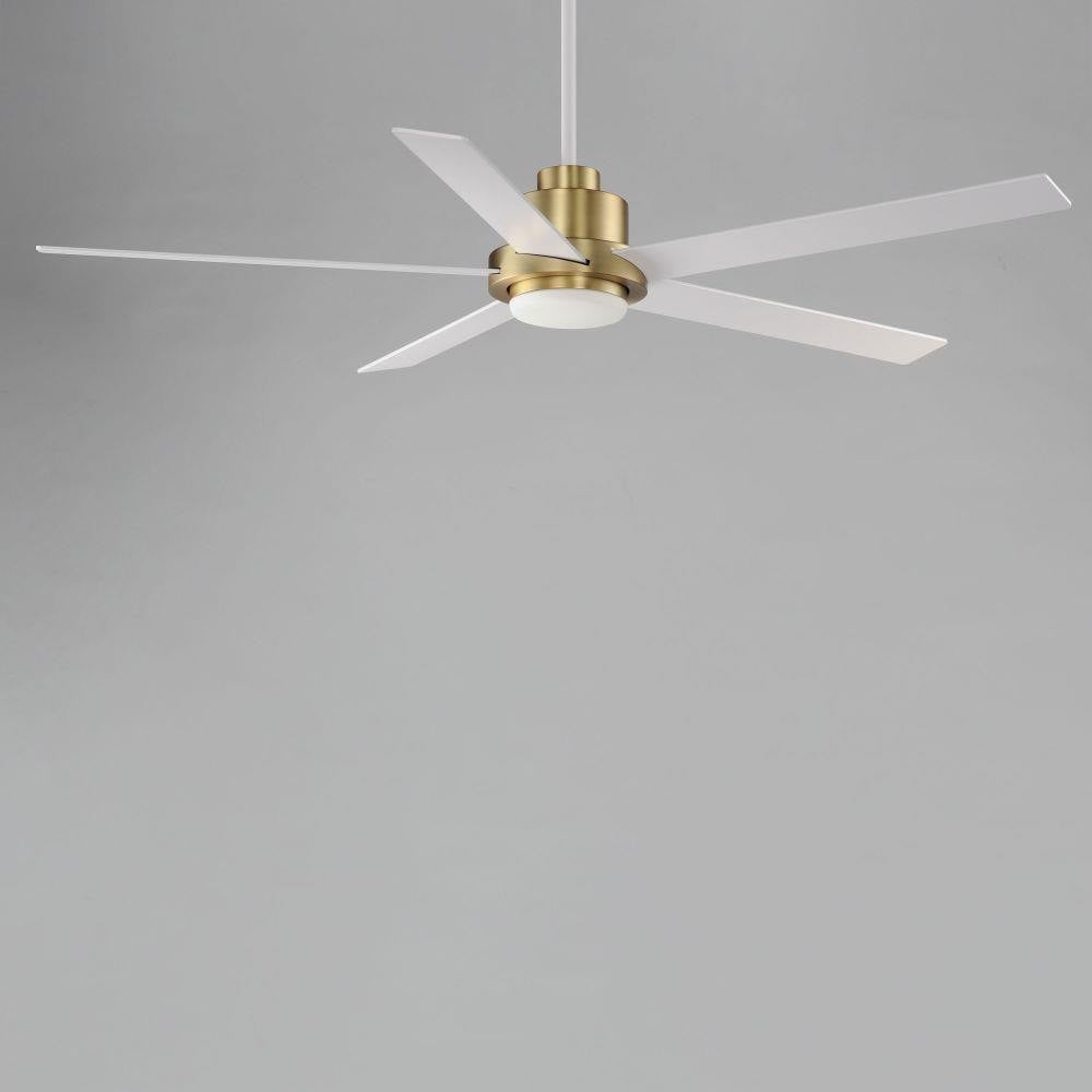 Maxim Lighting 88826WTNAB Daisy 5 Blade 60 Inch Natural Aged Brass Hugger Ceiling Fan with Light Kit - Angled Flush Mount View