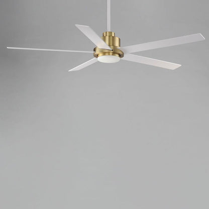 Maxim Lighting 88826WTNAB Daisy 5 Blade 60 Inch Natural Aged Brass Hugger Ceiling Fan with Light Kit - Angled Flush Mount View