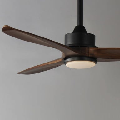 Maxim Lighting 88831CHL Woodwind Ceiling Fan - Black Finish with Dark Wood Blades and LED Light Kit Close-Up