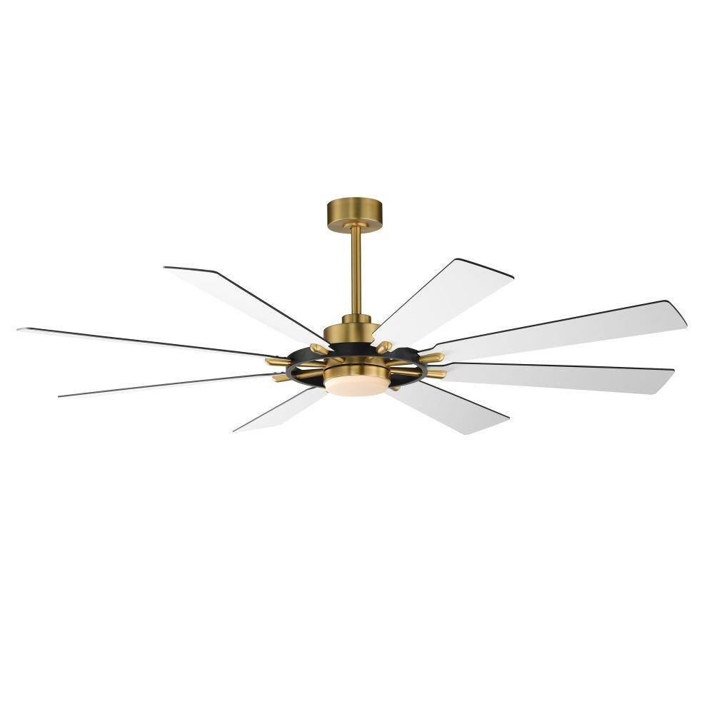 Maxim Lighting 88878WTSN Helm 72 Inch Satin Nickel Ceiling Fan with Light Kit - White Blade Angled View