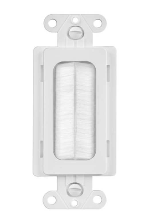 Enerlites 8891-W Single Gang Multimedia Bristled Pass-Through Decorative Adapter, White
