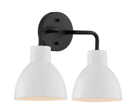 Nuvo 60-6785 Sloan Series Vanity Light w/ White Shade, 2 Lights, Wattage 100W, Matte Black