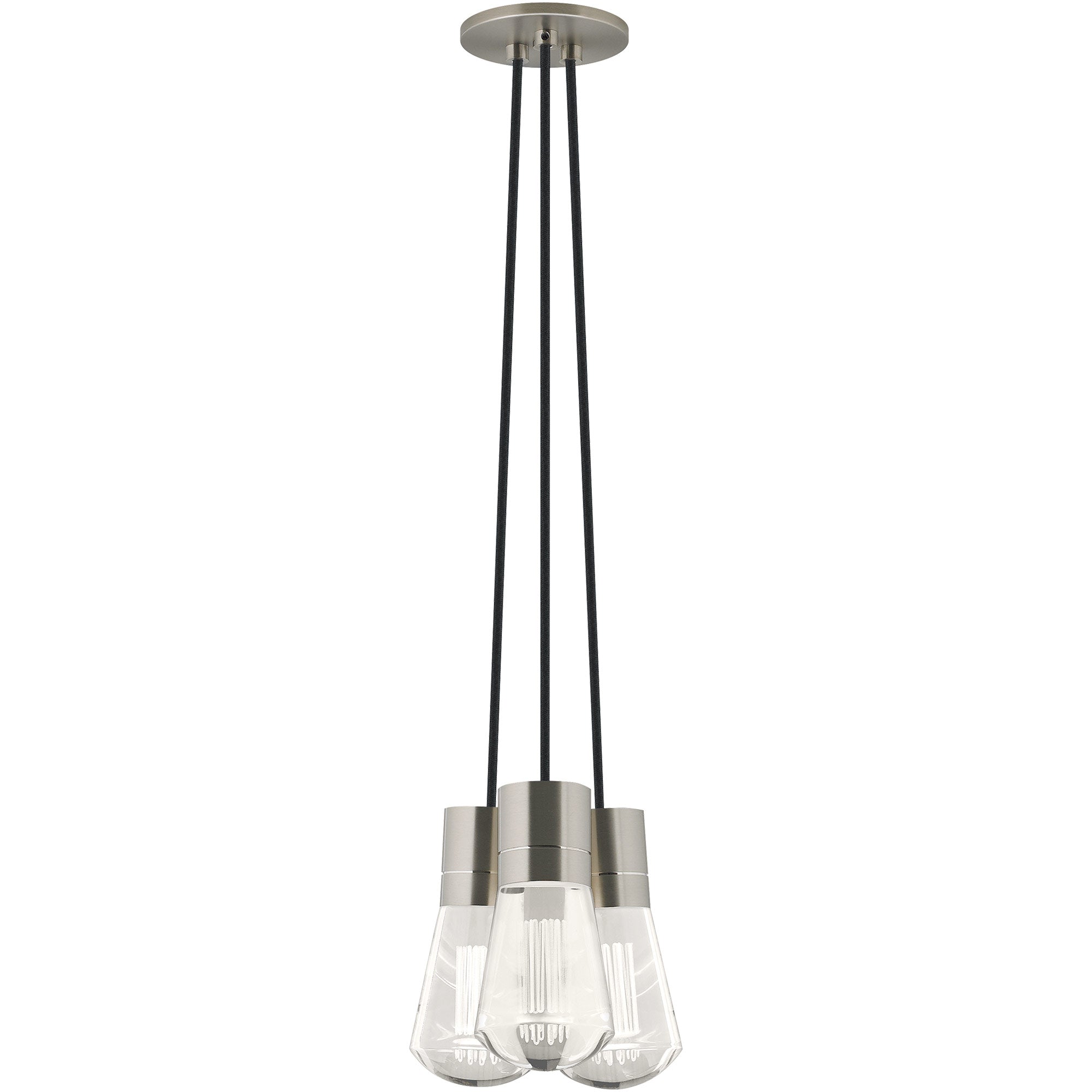 Visual Comfort Architectural 700TDALVPMC3BS-LED930 Sean Lavin Alva LED 3.6" 3-Light Satin Nickel Pendant Black Cord LED 90 CRI 3000K