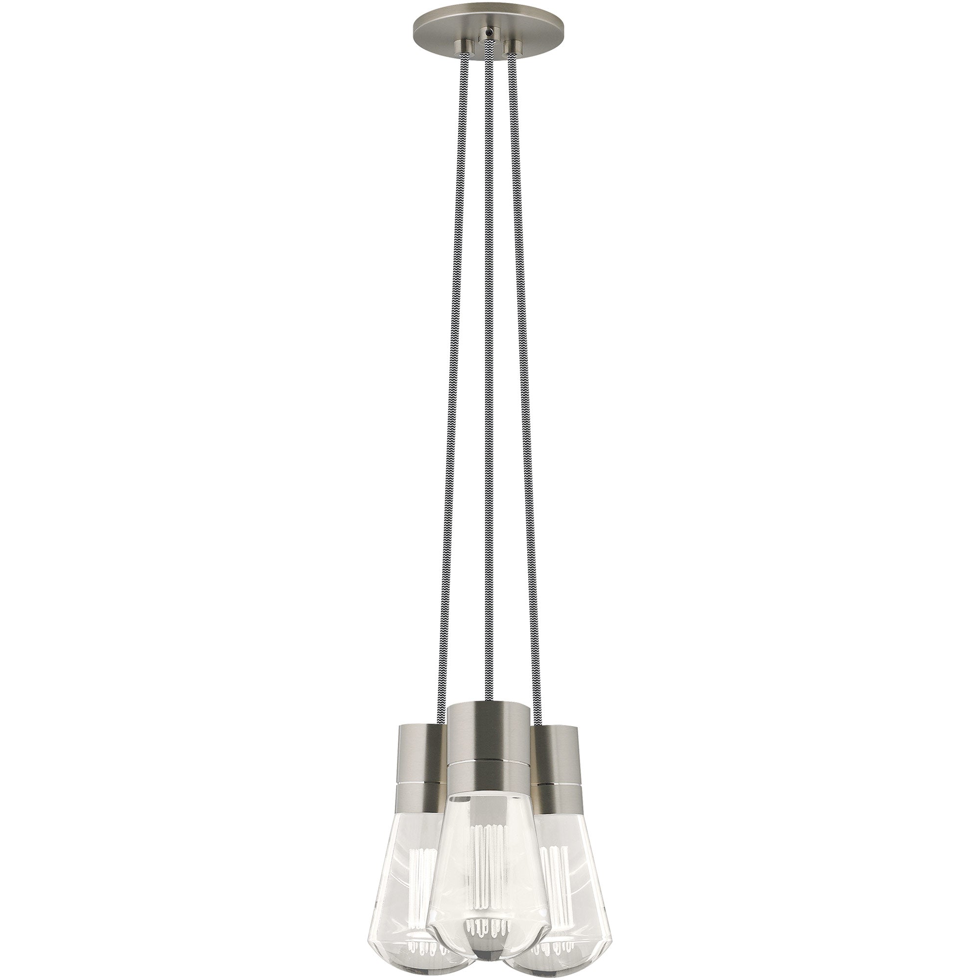 Visual Comfort Architectural 700TDALVPMC3IS-LED930 Sean Lavin Alva LED 3.6" 3-Light Satin Nickel Pendant Black/White Cord LED 90 CRI 3000K
