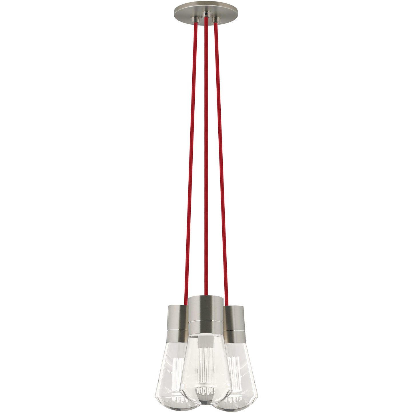 Visual Comfort Architectural 700TDALVPMC3RS-LED930 Sean Lavin Alva LED 3.6" 3-Light Satin Nickel Pendant Red Cord LED 90 CRI 3000K