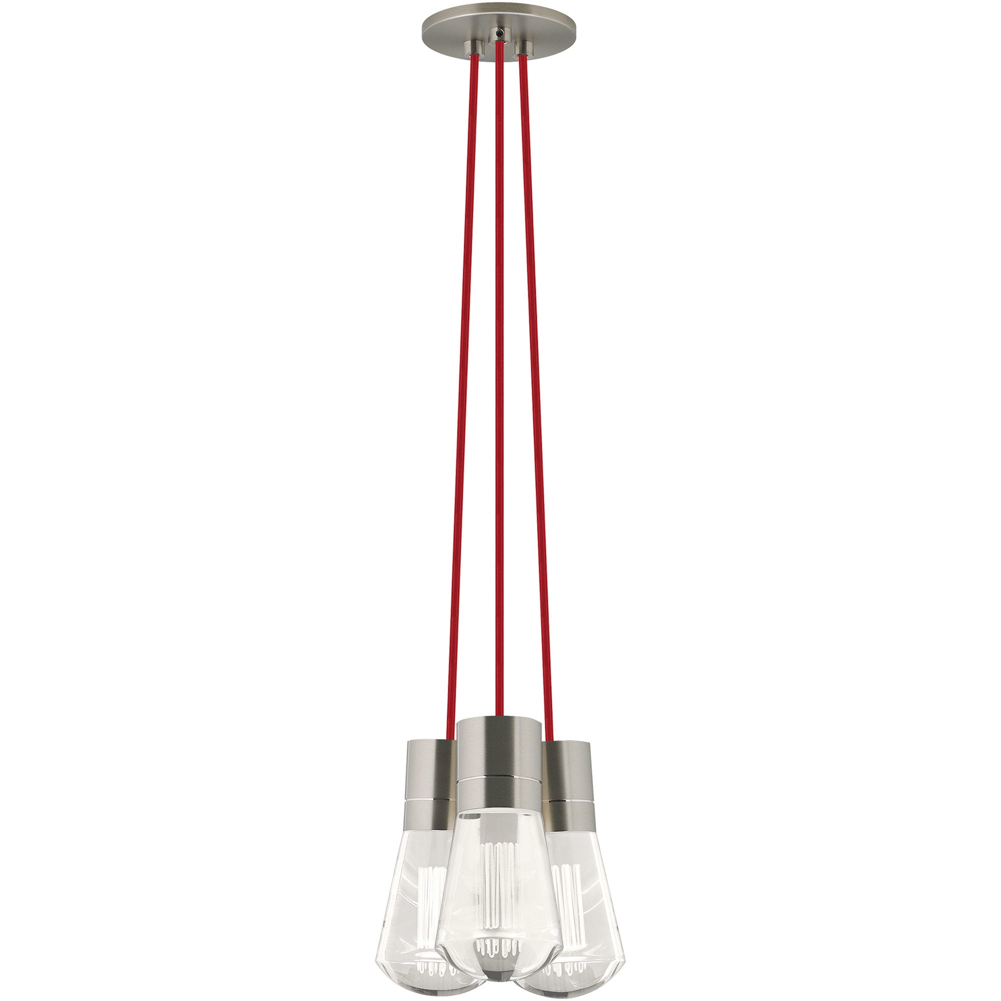 Visual Comfort Architectural 700TDALVPMC3RS-LED930 Sean Lavin Alva LED 3.6" 3-Light Satin Nickel Pendant Red Cord LED 90 CRI 3000K