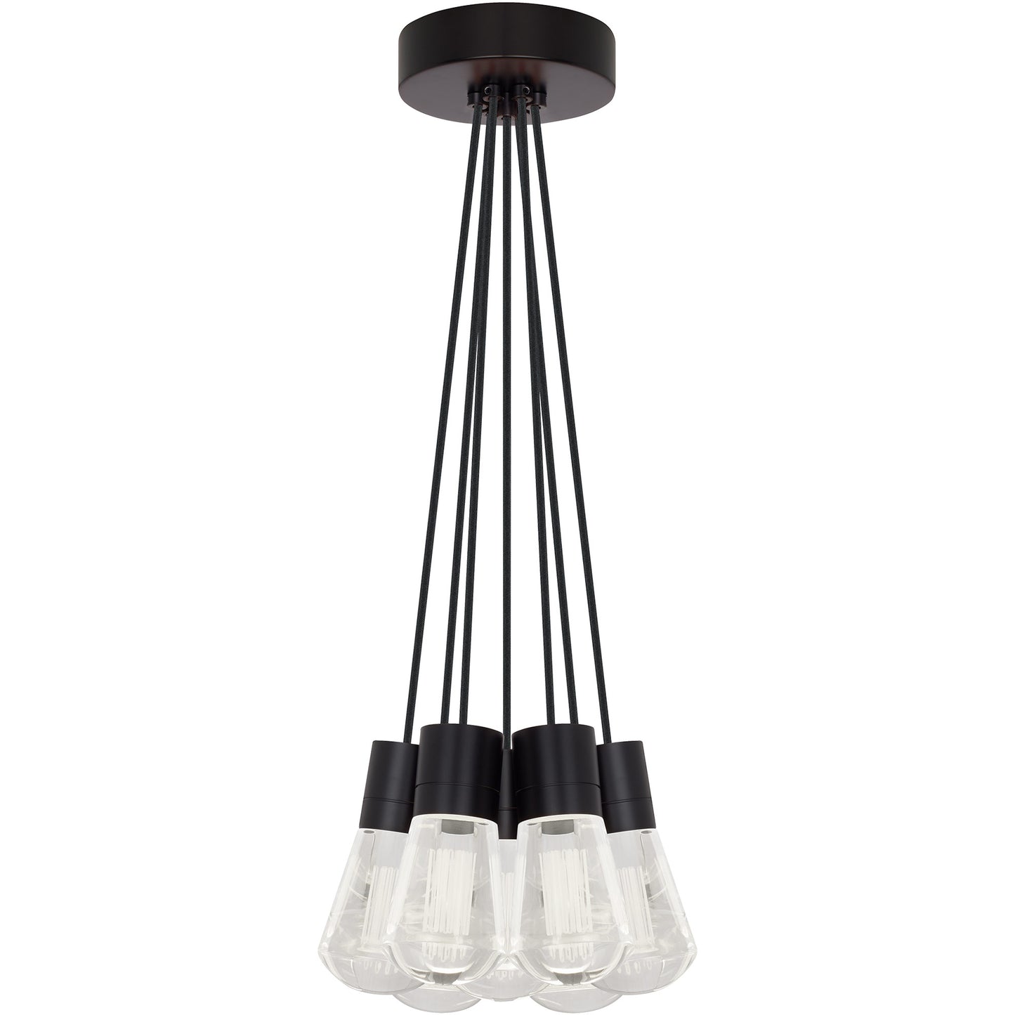 Visual Comfort Architectural 700TDALVPMC7BB-LEDWD Sean Lavin Alva  LED 3.6" 7-Light Pendant Black 63W 90 CRI 3000K–2200K Black Cord