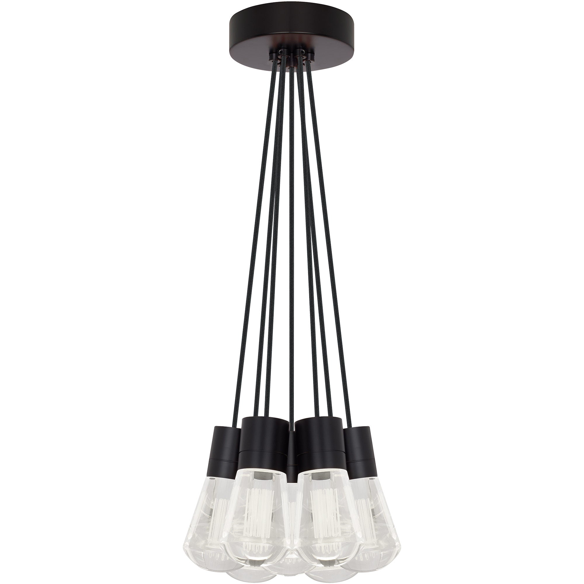 Visual Comfort Architectural 700TDALVPMC7BB-LEDWD Sean Lavin Alva  LED 3.6" 7-Light Pendant Black 63W 90 CRI 3000K–2200K Black Cord
