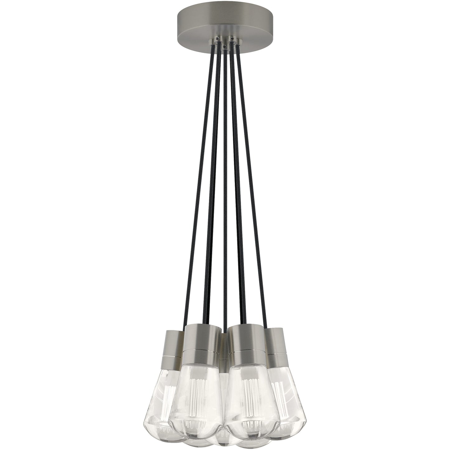 Visual Comfort Architectural 700TDALVPMC7BS-LEDWD Sean Lavin Alva  LED 3.6" 7-Light Pendant Satin Nickel 63W 90 CRI 3000K–2200K Black Cord