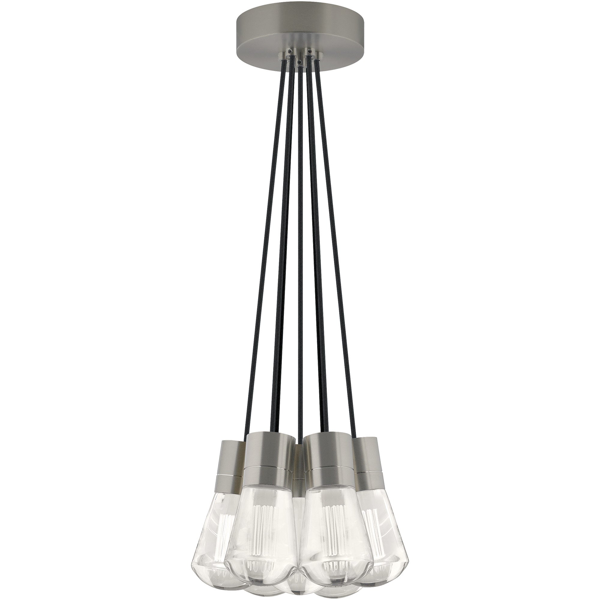 Visual Comfort Architectural 700TDALVPMC7BS-LEDWD Sean Lavin Alva  LED 3.6" 7-Light Pendant Satin Nickel 63W 90 CRI 3000K–2200K Black Cord