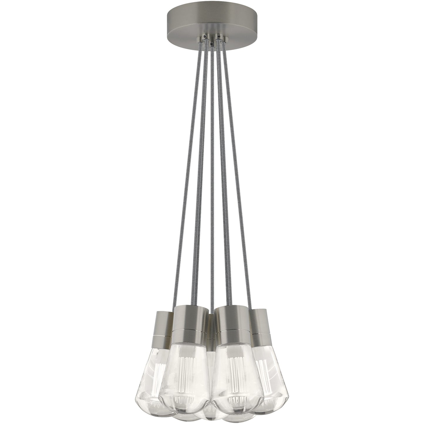 Visual Comfort Architectural 700TDALVPMC7IS-LEDWD Sean Lavin Alva  LED 3.6" 7-Light Pendant Satin Nickel 63W 90 CRI 3000K–2200K Black/White Cord