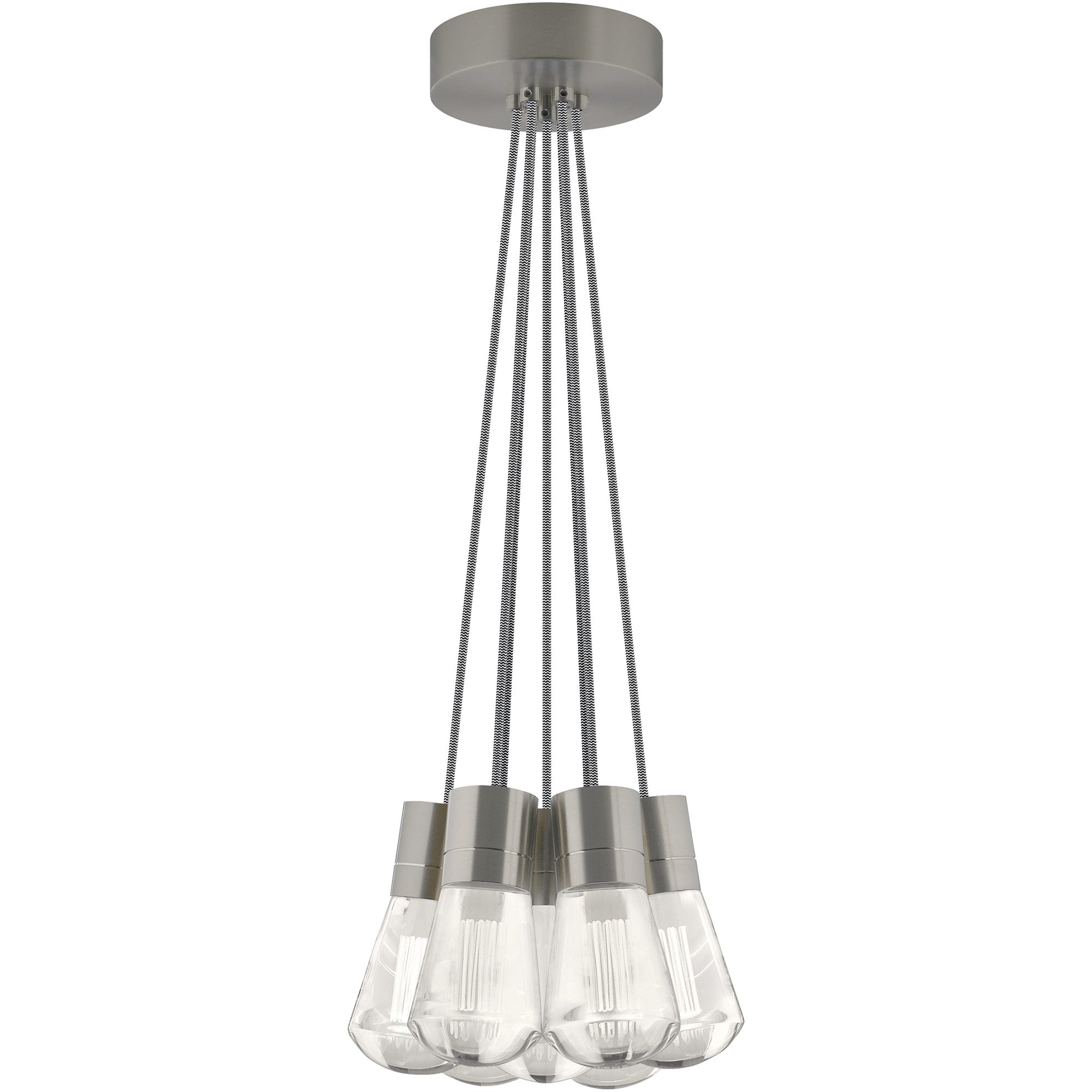 Visual Comfort Architectural 700TDALVPMC7IS-LEDWD Sean Lavin Alva  LED 3.6" 7-Light Pendant Satin Nickel 63W 90 CRI 3000K–2200K Black/White Cord