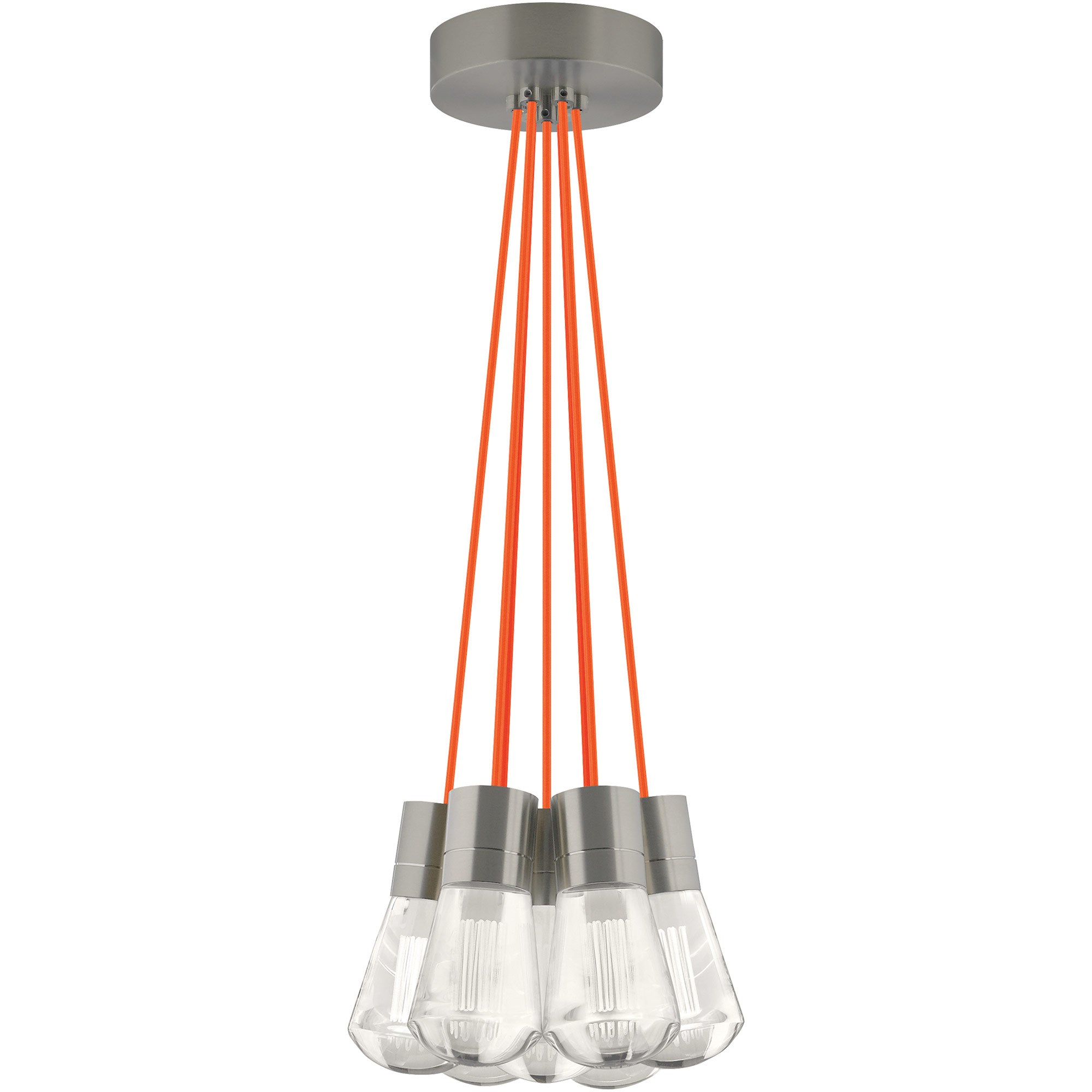 Visual Comfort Architectural 700TDALVPMC7OS-LEDWD Sean Lavin Alva  LED 3.6" 7-Light Pendant Satin Nickel 63W 90 CRI 3000K–2200K Orange Cord