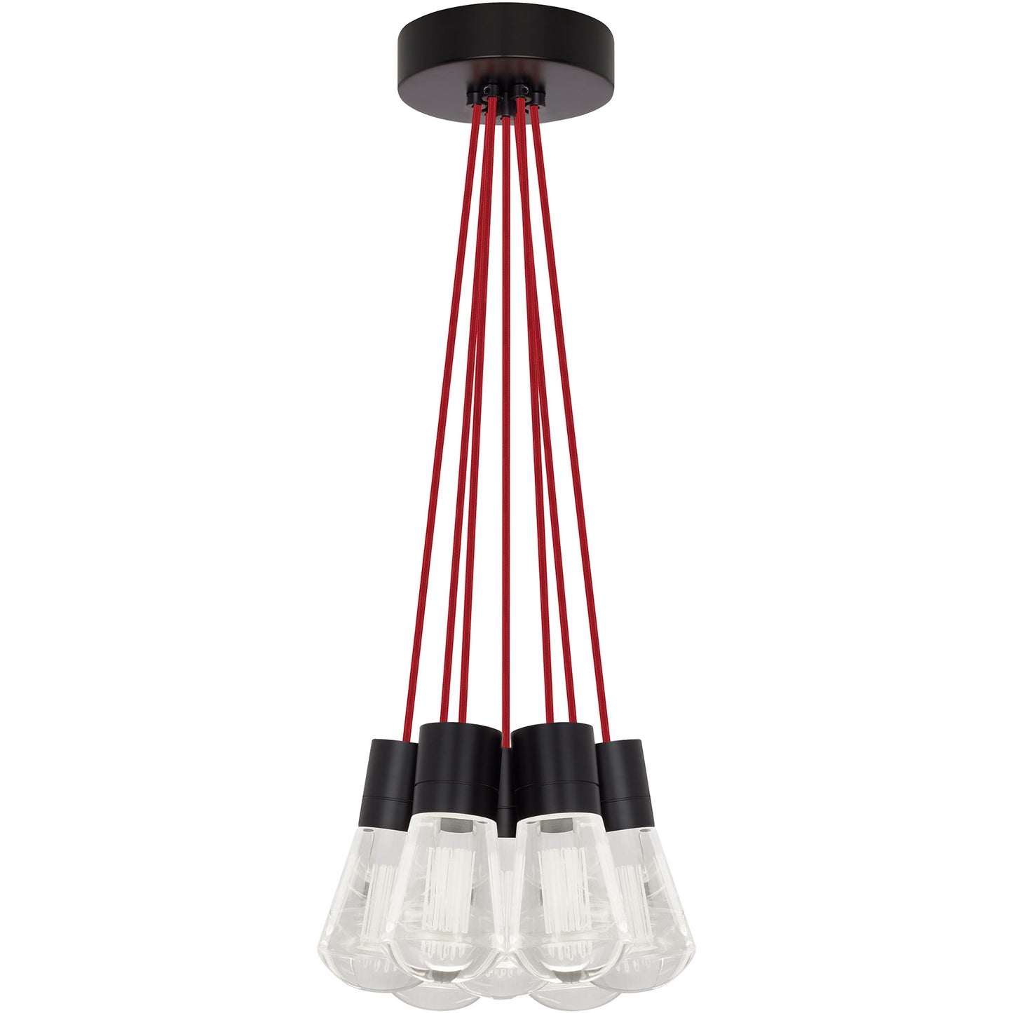 Visual Comfort Architectural 700TDALVPMC7RB-LEDWD Sean Lavin Alva  LED 3.6" 7-Light Pendant Black 63W 90 CRI 3000K–2200K Red Cord
