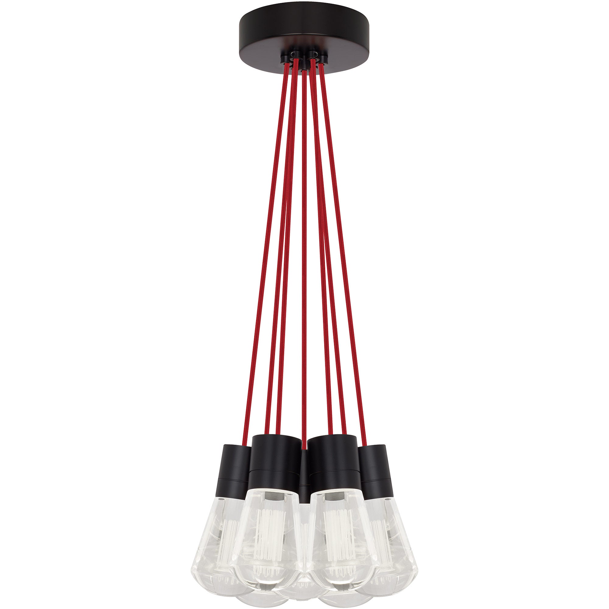 Visual Comfort Architectural 700TDALVPMC7RB-LEDWD Sean Lavin Alva  LED 3.6" 7-Light Pendant Black 63W 90 CRI 3000K–2200K Red Cord