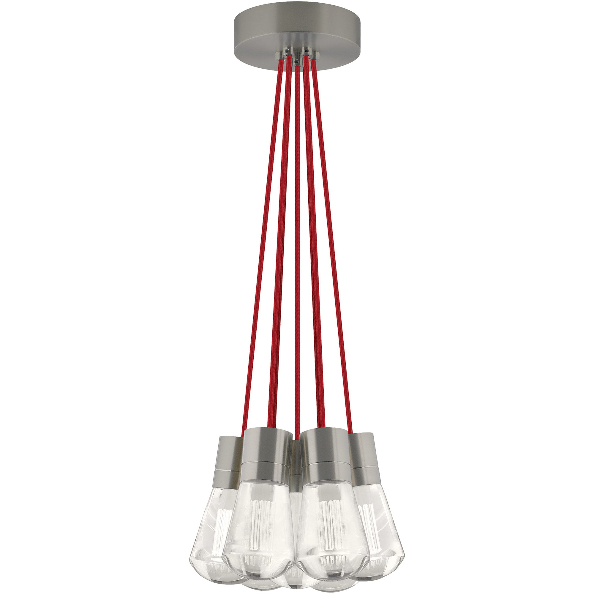 Visual Comfort Architectural 700TDALVPMC7RS-LEDWD Sean Lavin Alva  LED 3.6" 7-Light Pendant Satin Nickel 63W 90 CRI 3000K–2200K Red Cord