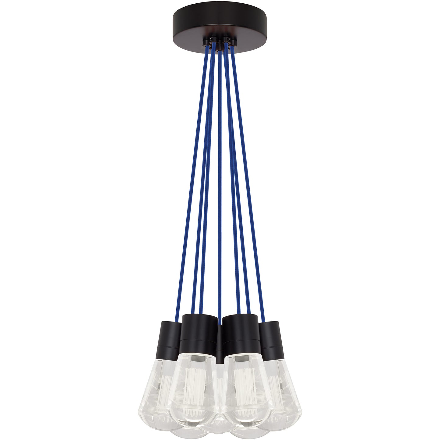 Visual Comfort Architectural 700TDALVPMC7UB-LEDWD Sean Lavin Alva  LED 3.6" 7-Light Pendant Black 63W 90 CRI 3000K–2200K Blue Cord