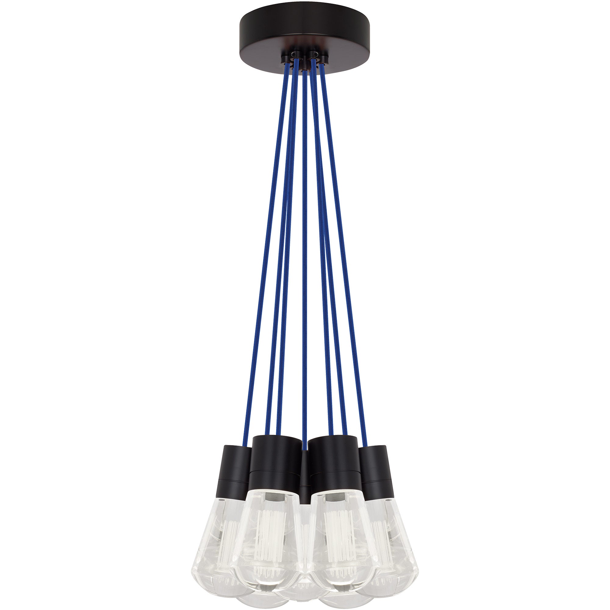 Visual Comfort Architectural 700TDALVPMC7UB-LEDWD Sean Lavin Alva  LED 3.6" 7-Light Pendant Black 63W 90 CRI 3000K–2200K Blue Cord