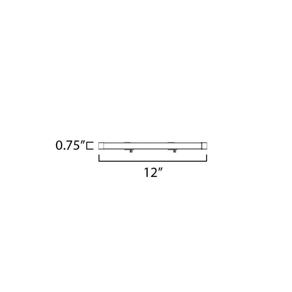 Maxim Lighting 89801AL CounterMax LED Under Cabinet Light Bar dimension schematic 12 inch length 0.75 inch height