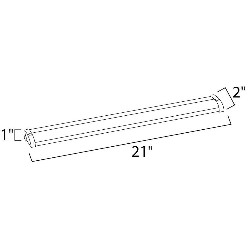 Maxim Lighting 89902BRZ CounterMax MX-L120-LO Dimensions Diagram - 21 inch Length, 2 inch Width, 1 inch Height