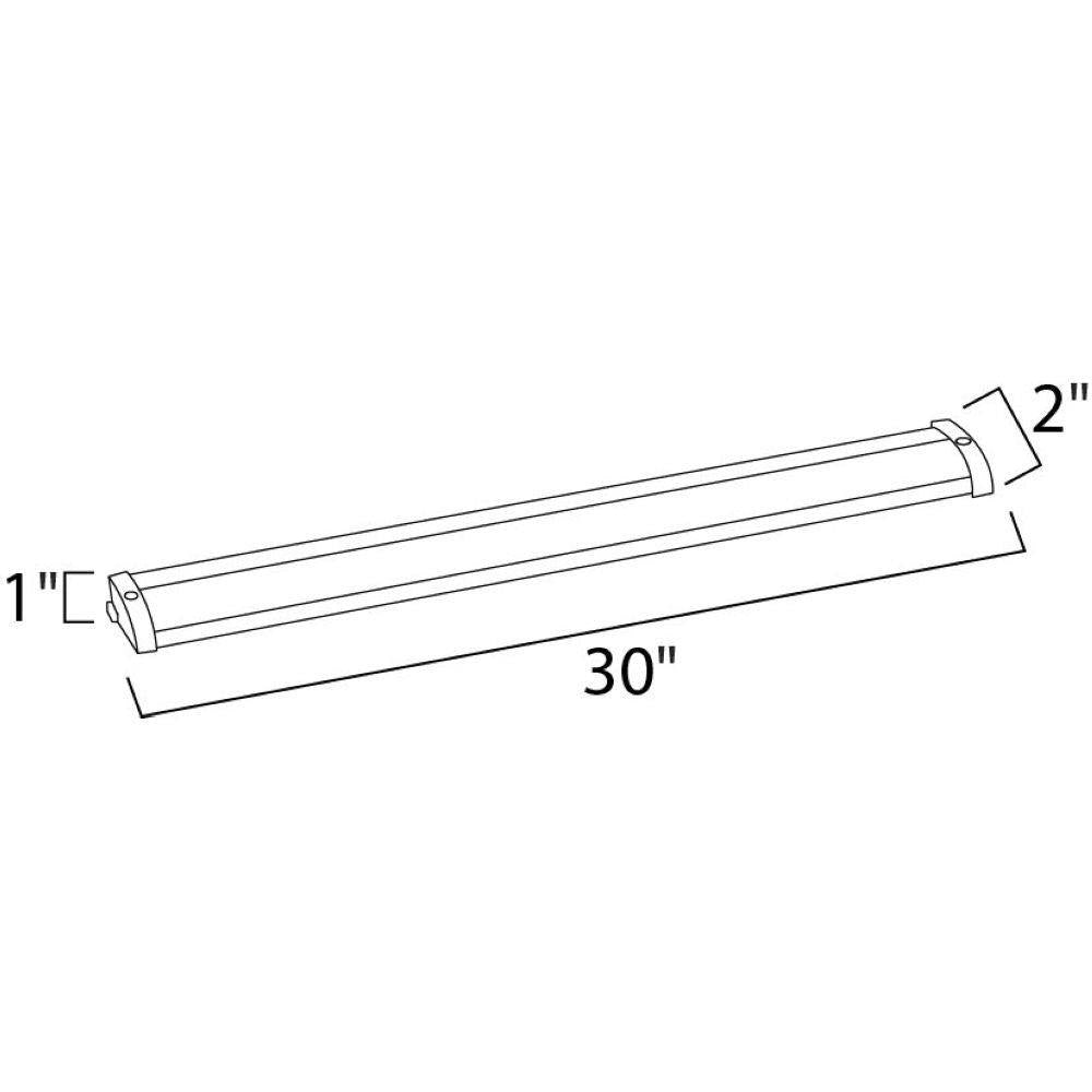 Maxim Lighting 89903BRZ CounterMax MX-L120-LO Dimensions - 30 inch length, 2 inch width, 1 inch height