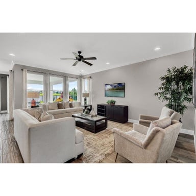 Maxim Lighting 89905OIWP Basic Max Ceiling Fan Shown in Living Room Setting
