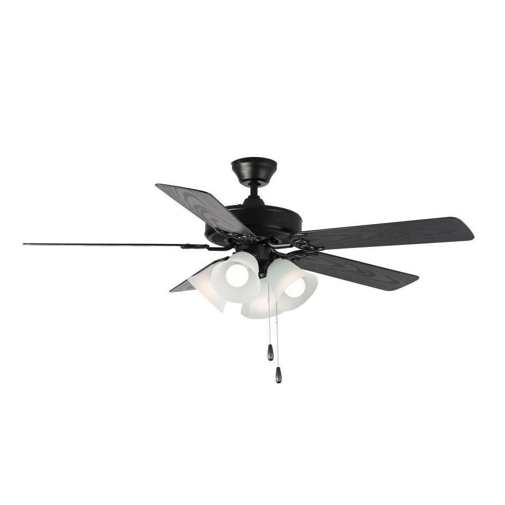 Maxim Lighting 89907FTBKWP Basic Max 5 Blade 52 Inch Black Ceiling Fan with Light Kit