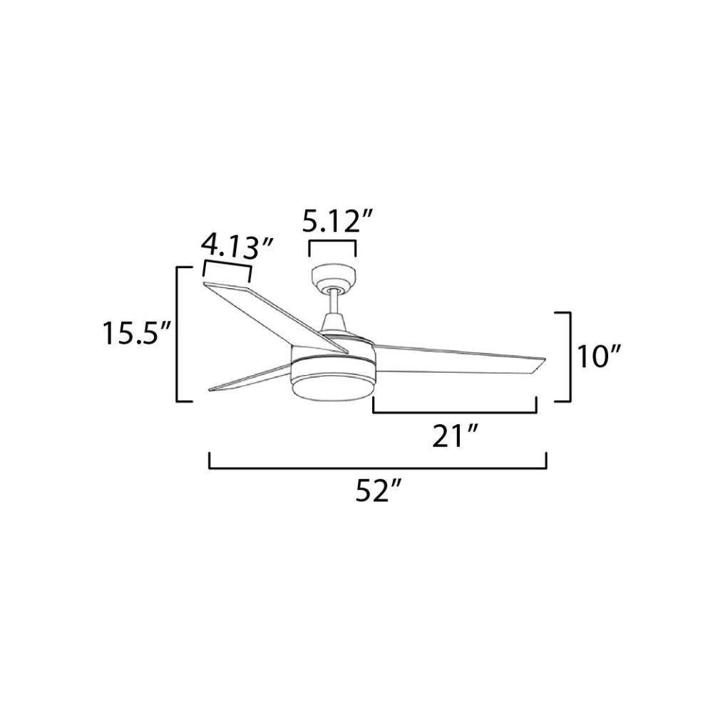 Maxim Lighting 89909FTBK Trio Ceiling Fan dimension diagram perspective view
