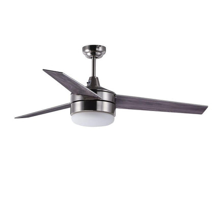 Maxim Lighting 89909FTSNBK Basic Max 52 Inch Ceiling Fan with Light Kit in Satin Nickel finish with dark blades side view