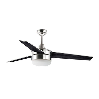 Maxim Lighting 89909FTSNBK Basic Max 52 Inch Ceiling Fan with Light Kit in Satin Nickel finish with black reversible blades
