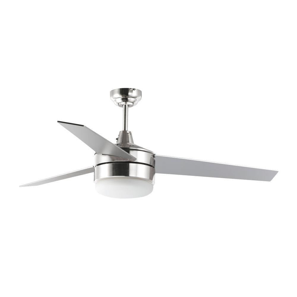 Maxim Lighting 89909FTSNBK Basic Max 52 Inch Ceiling Fan with Light Kit in Satin Nickel finish with silver reversible blades