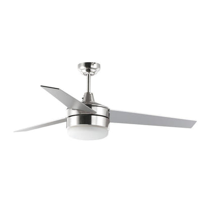 Maxim Lighting 89909FTSNBK Basic Max 52 Inch Ceiling Fan with Light Kit in Satin Nickel finish with silver reversible blades