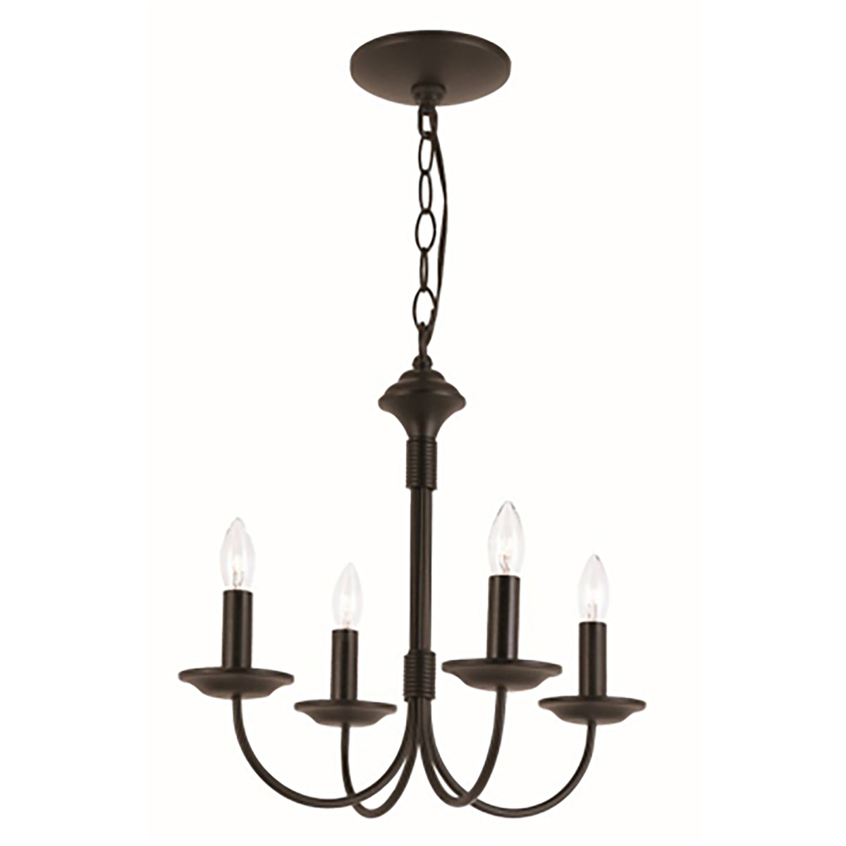 Trans Globe Lighting 9014 BK Candle 4 light black chandelier ceiling light