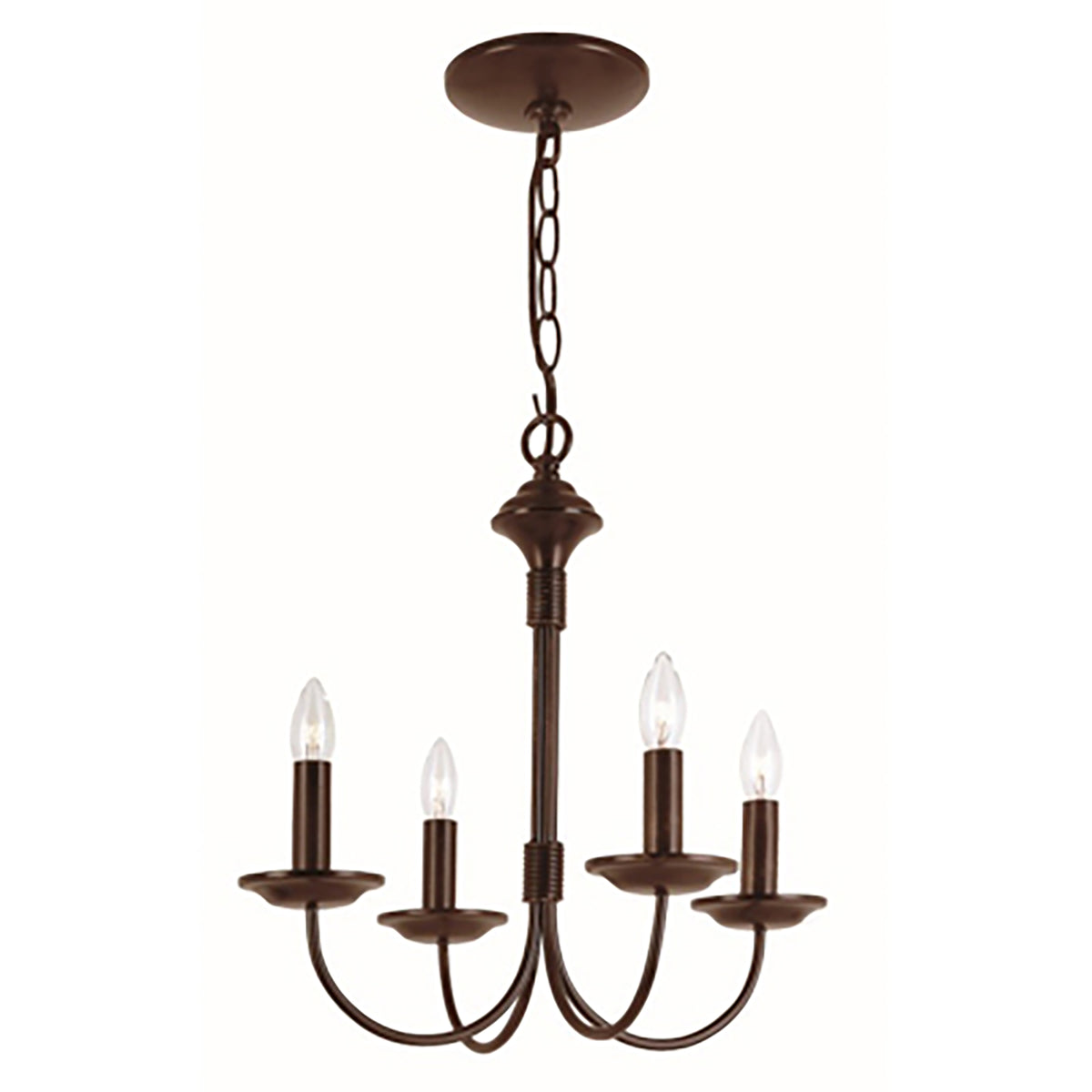 Trans Globe Lighting 9014 ROB Candle 4 Light Rubbed Oil Bronze Chandelier Ceiling Light