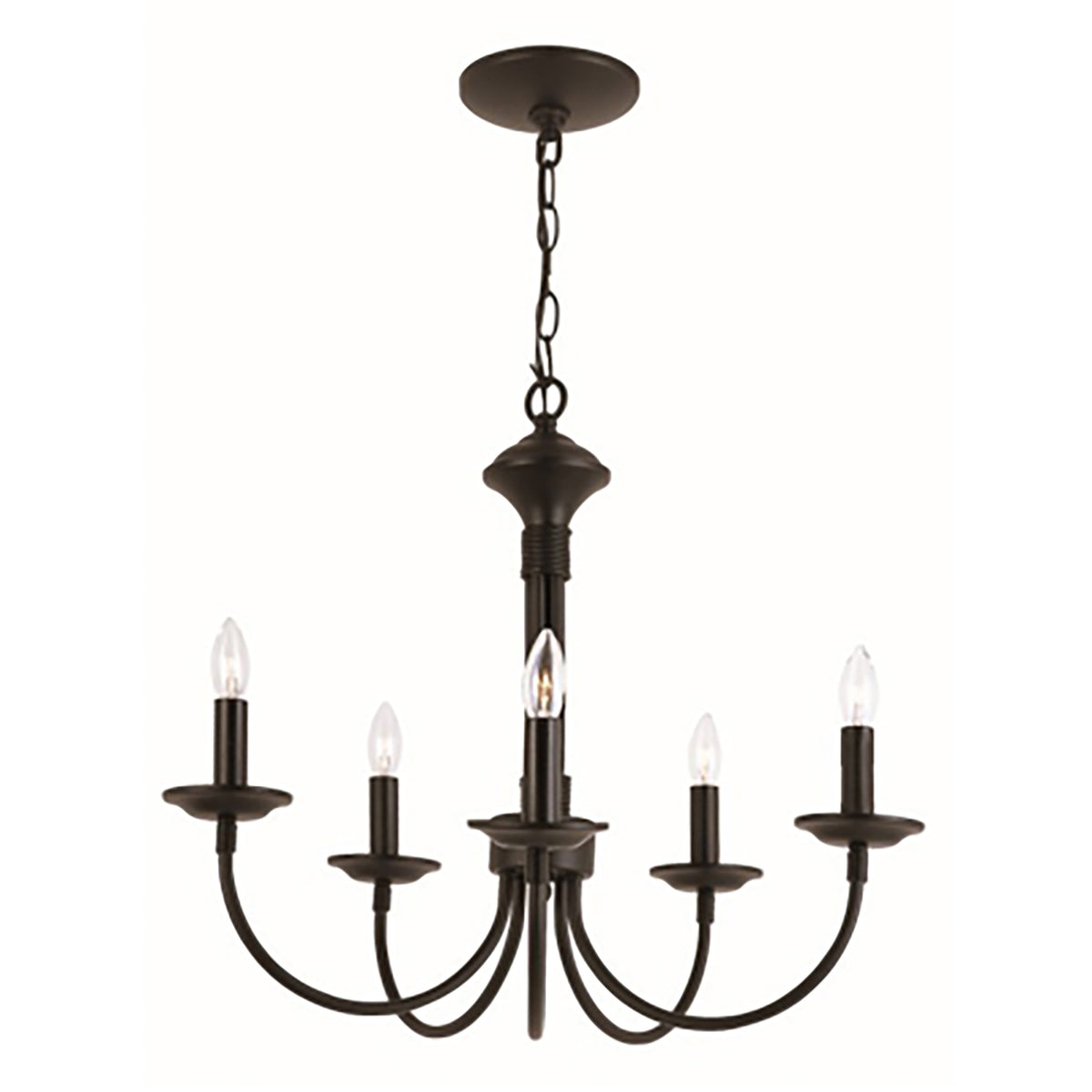 Trans Globe Lighting 9015 BK Candle 5 Light 19 inch Black Chandelier Ceiling Light