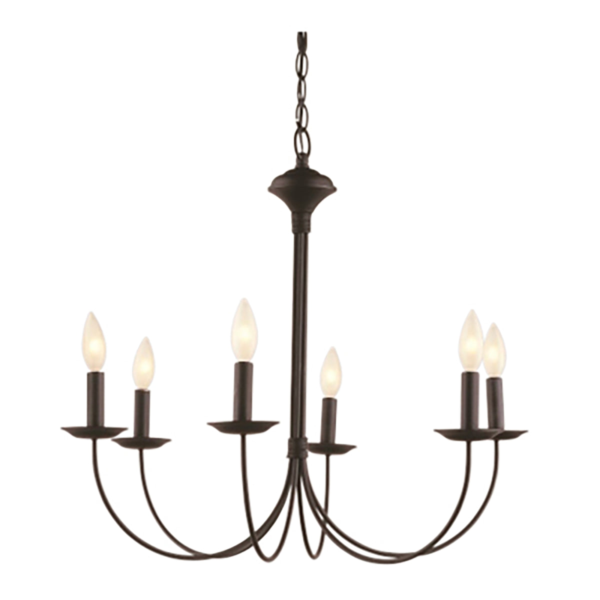 Trans Globe Lighting 9016 BK Candle 6 Light Black Chandelier Ceiling Light