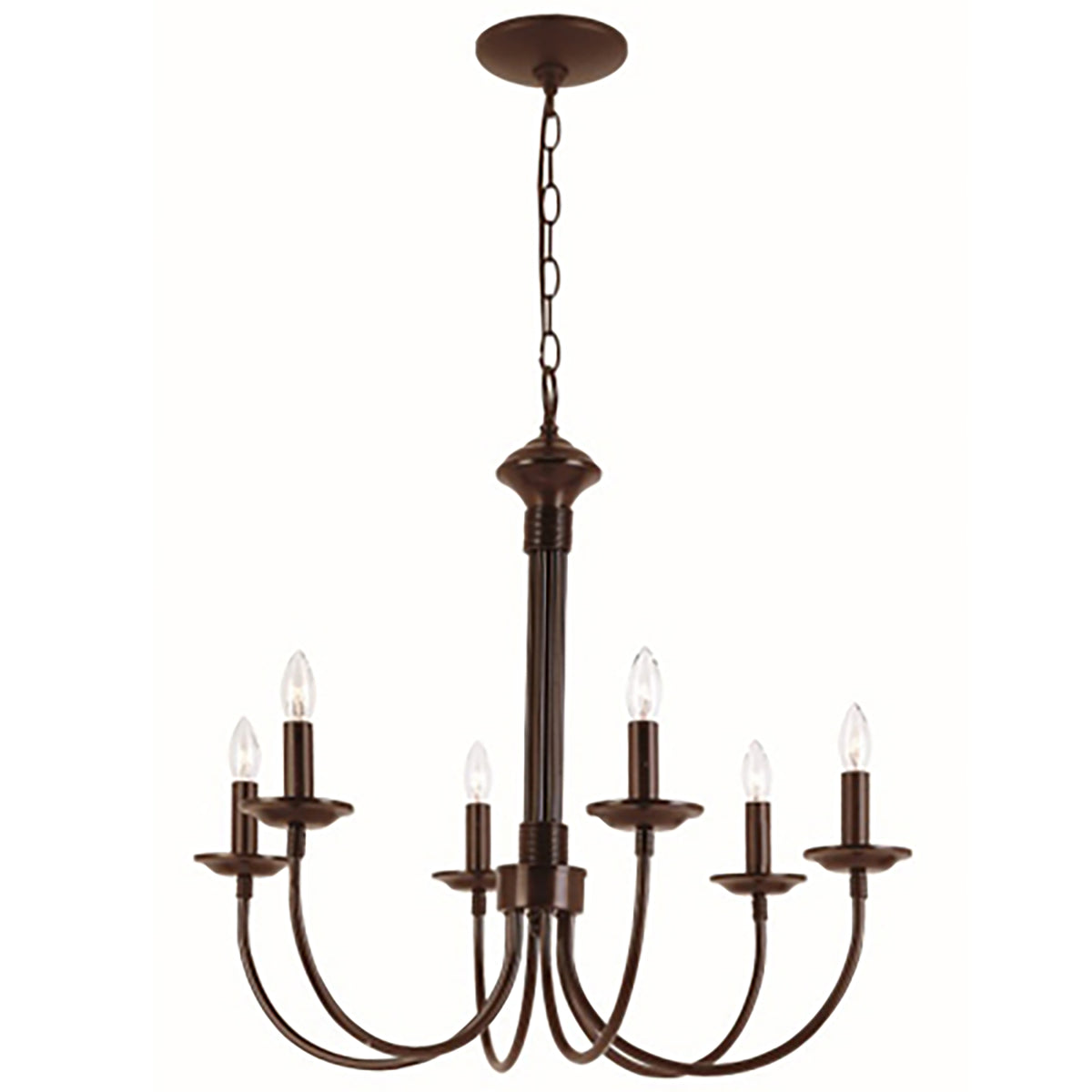 Trans Globe Lighting 9016 ROB Candle 6 Light Rubbed Oil Bronze Chandelier