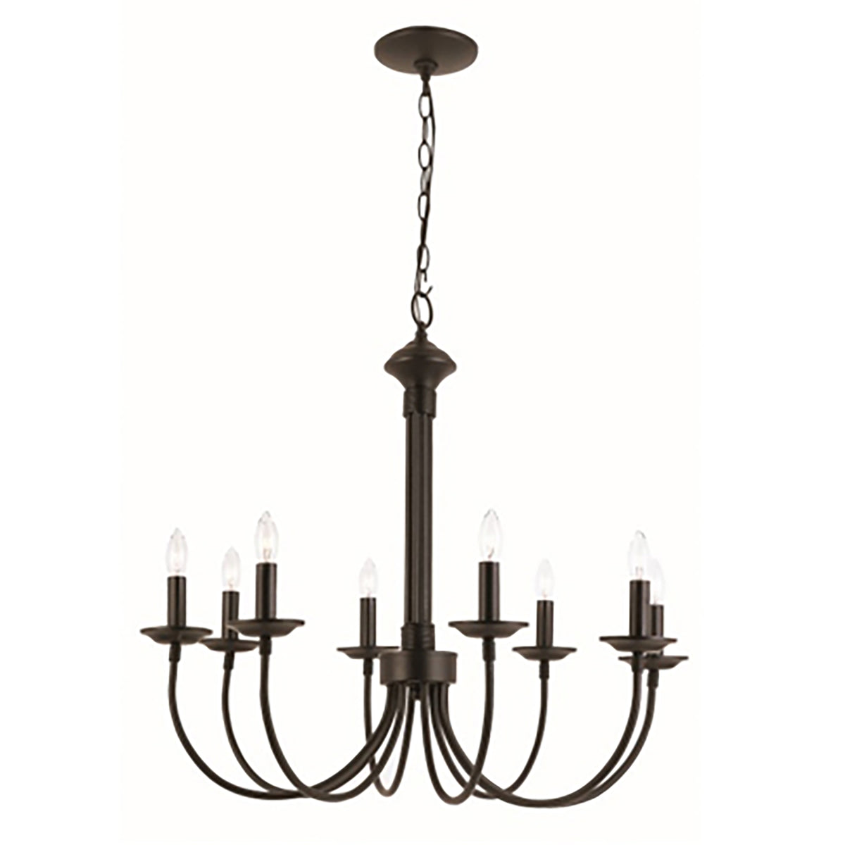 Trans Globe Lighting 9018 BK Candle 8 Light Black Chandelier Ceiling Light