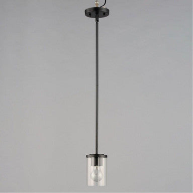 Maxim Lighting 90200CLSN Corona full pendant view with canopy and rod on grey background