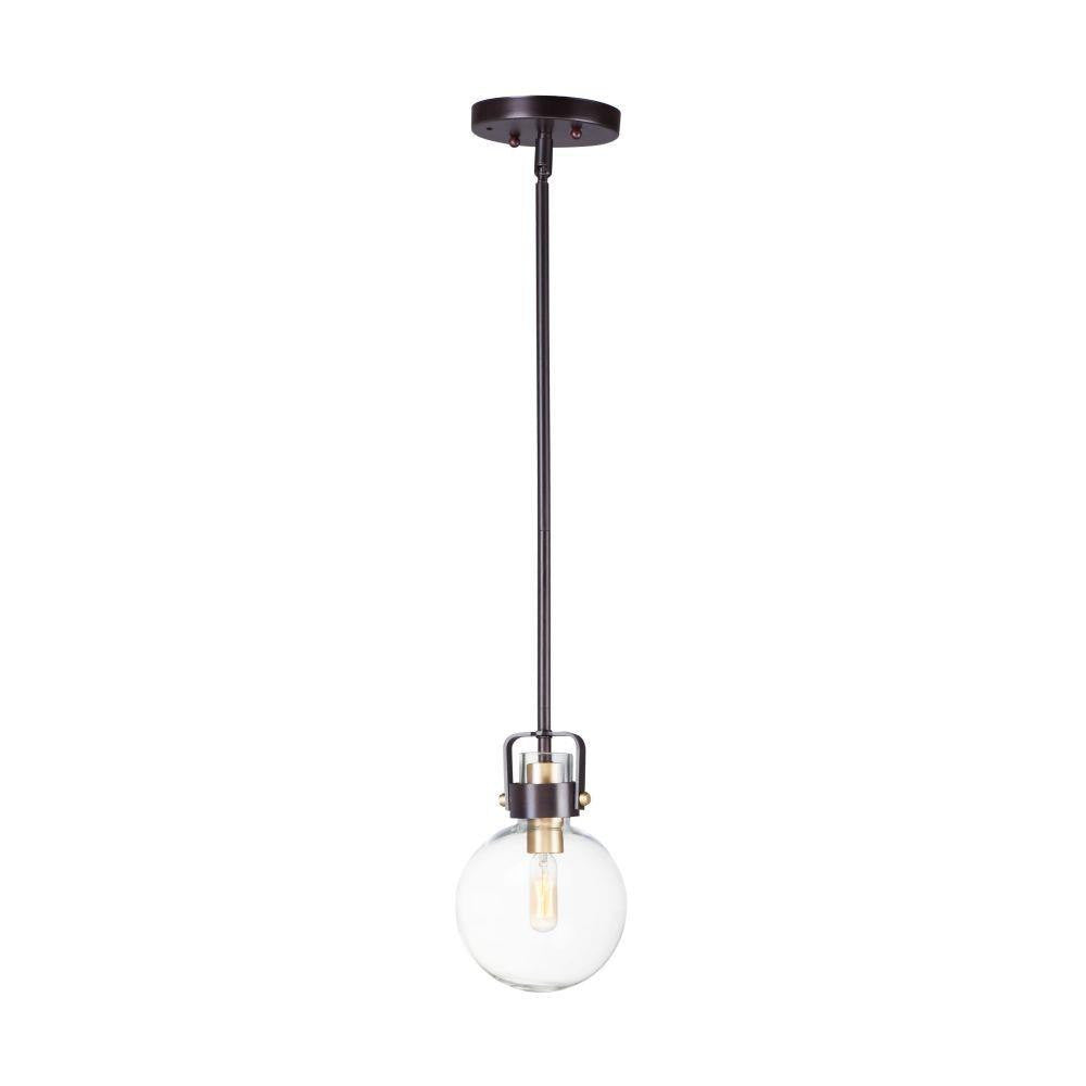Maxim Lighting 90510CLBZSBR Bauhaus 1 Light Bronze and Satin Brass Mini Pendant Ceiling Light