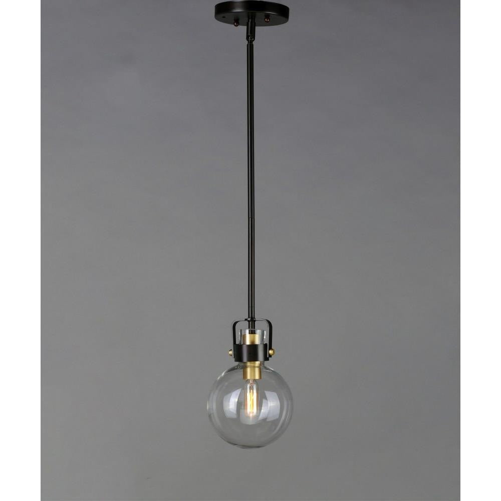 Maxim Lighting 90510CLBZSBR Bauhaus Mini Pendant with Clear Globe Shade on Gray Background