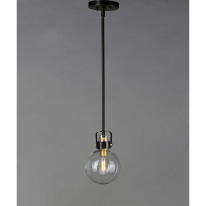 Maxim Lighting 90510CLBZSBR Bauhaus Mini Pendant with Clear Globe Shade on Gray Background
