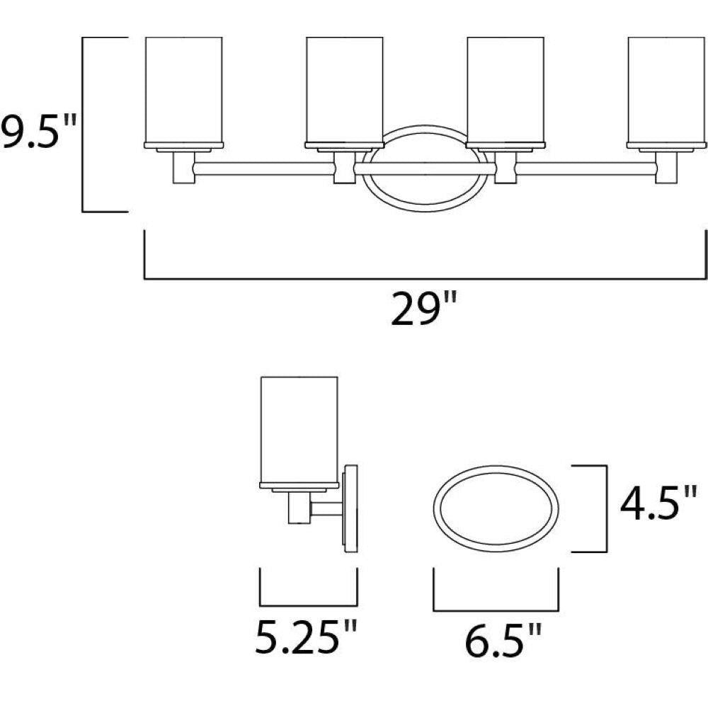 Maxim Lighting 9054SWSN Cylinder 4 Light Bath Vanity Wall Light Dimensions Diagram