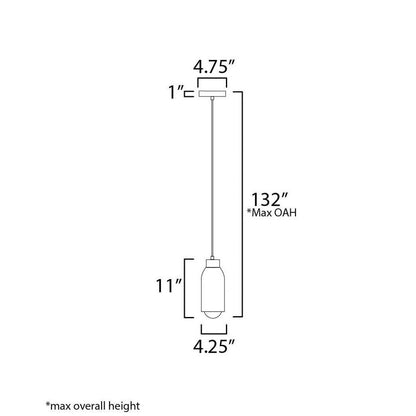 Maxim Lighting 90621LVBK Pompeii Pendant Ceiling Light Dimensions Diagram