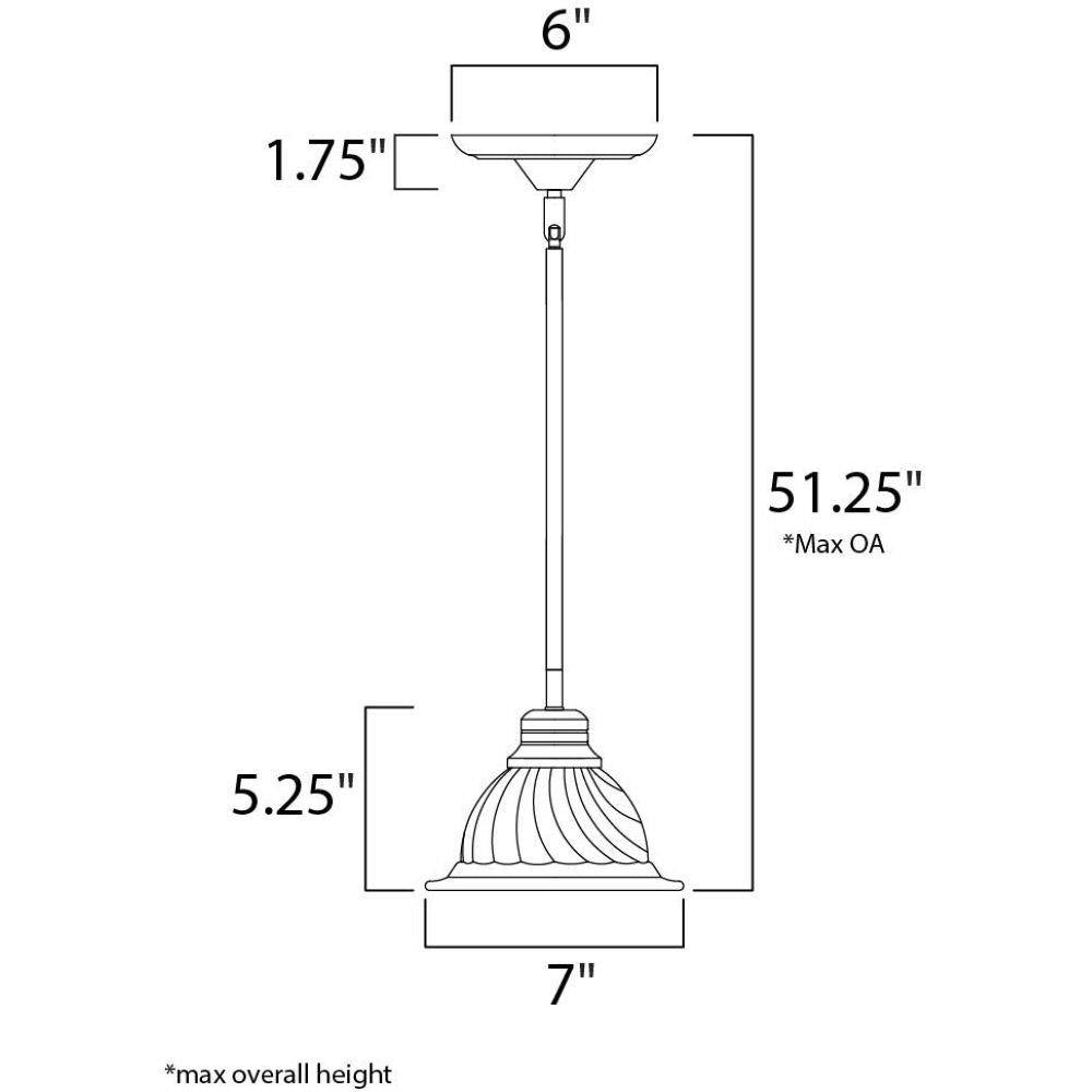 Maxim Lighting 91066MROI Marin 1 Light 7 inch Oil Rubbed Bronze Mini Pendant Dimensions Diagram