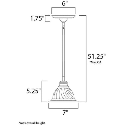 Maxim Lighting 91066MROI Marin 1 Light 7 inch Oil Rubbed Bronze Mini Pendant Dimensions Diagram