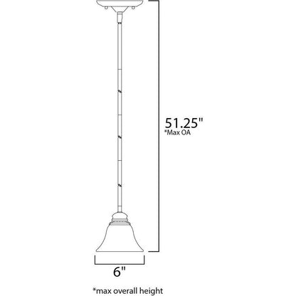 Maxim Lighting 91067FTSN Malaga Mini Pendant Dimension Diagram - 6 inch wide, 51.25 inch max overall height