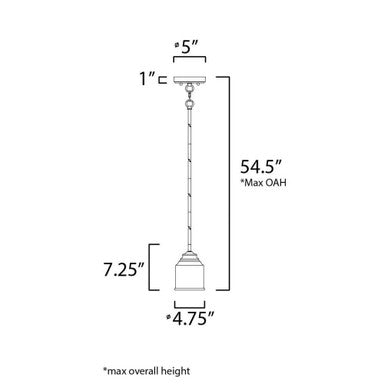 Maxim Lighting 91260CDHR Acadia 1 Light Heritage Brass Mini Pendant Ceiling Light - Dimensions Diagram